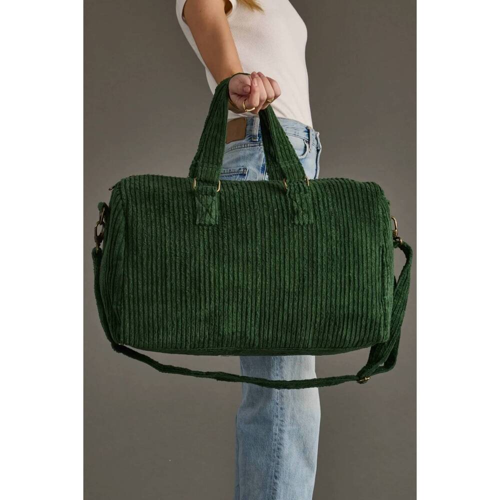 NEW PANACHE women's corduroy duffle bag in dark green